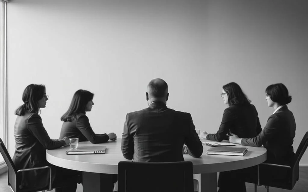 Leaders working together in a facilitated discussion. Article: OKRs That Survive Contact With the Business
